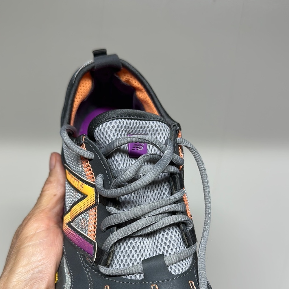 New Balance Gray and Purple Athletic Shoes with Mesh Upper - Picture 4 of 13